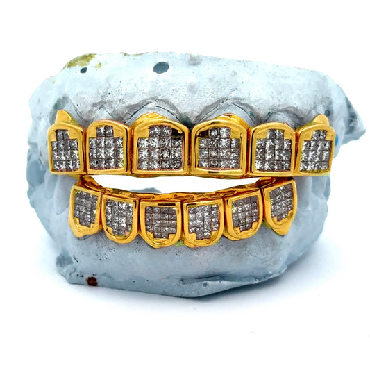 2MM Diamond Invisible Block Setting Gold Grillz [BS002]